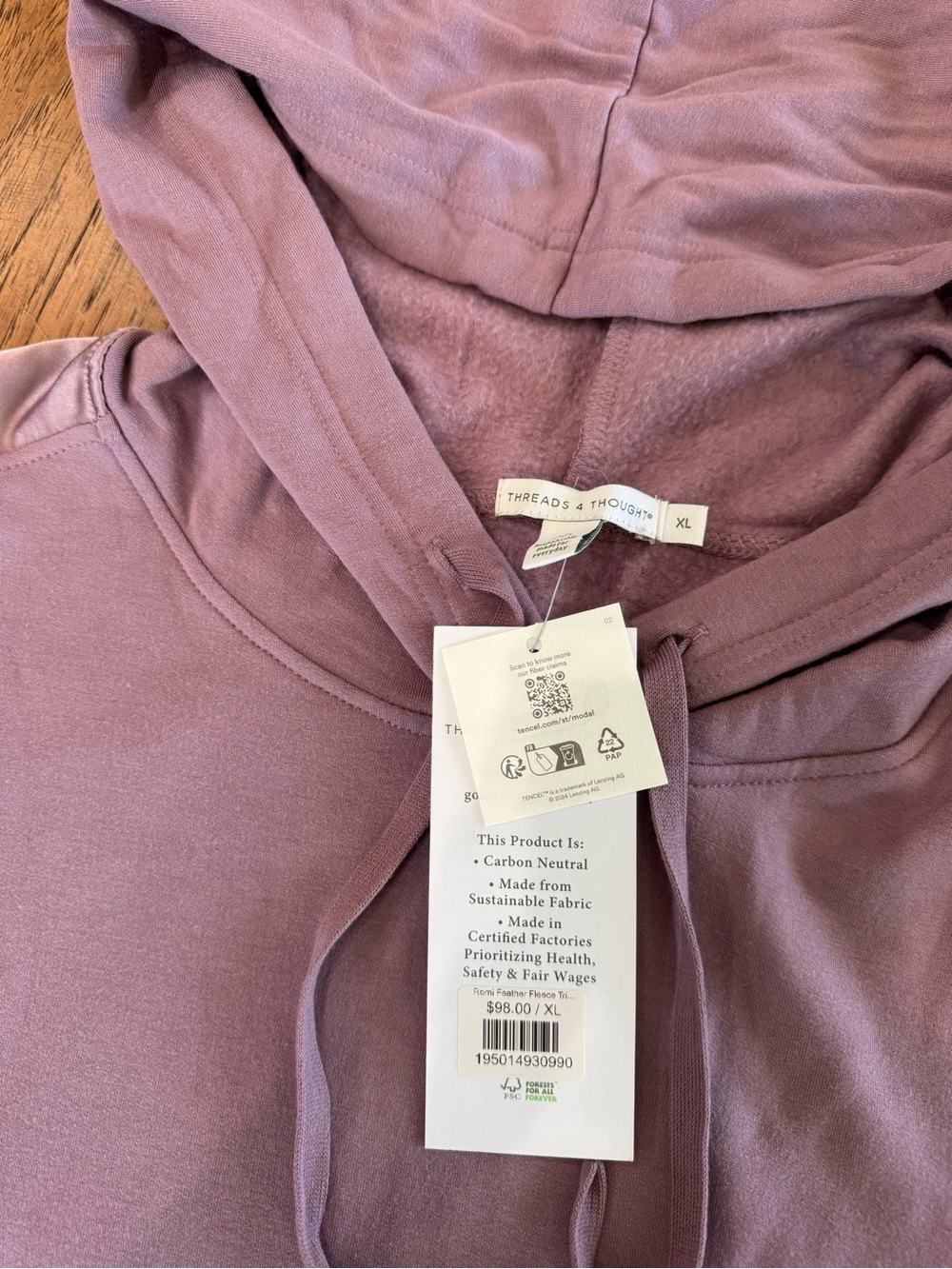 NWT - Romi Feather Fleece Trim Detail Hoodie - Size XL